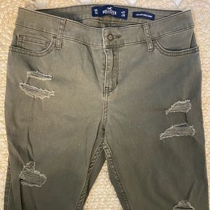 Hollister distressed jeans, army green, size 27